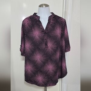 Perseption Black and Pink Geometric Blouse